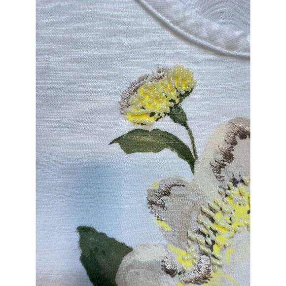Chicos Ultimate Tee Blouse Top Womens XXL White Floral Embroidered Summer Casual - Picture 5 of 11